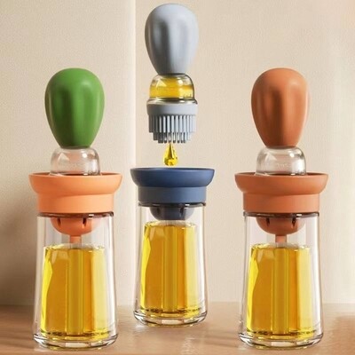 Oil Bottle And Brush 2 In 1,Silicone Squeeze Oil Bottle Brush,Metering Oil Bottle Brush طقم الزياته المتكامل 