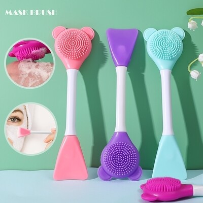 bear silicone double side face brush and face mask