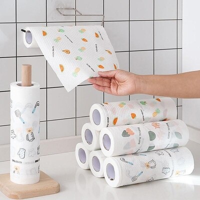 رول مناديل الزيت المطور. 50 Pcs/Roll Of Reusable Lazy Rags Kitchen Hand Towel Rolls