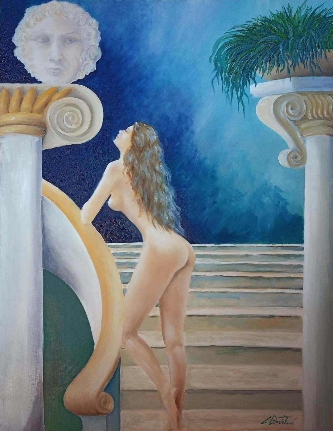 &quot;Plenilunio&quot; olio su tela cm. 70 x 90