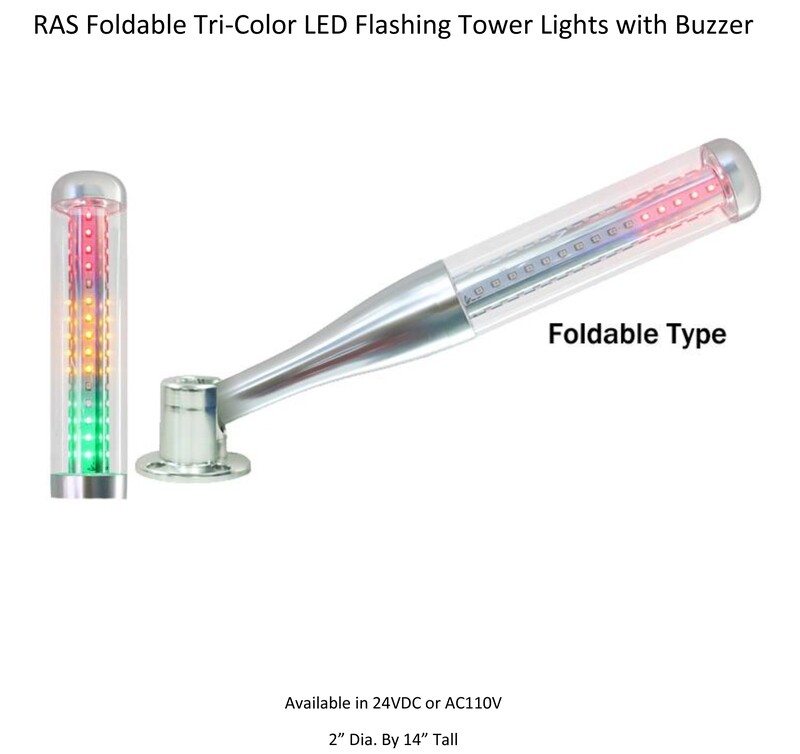 RAS Foldable Tri- Color LED Tower Light with Buzzer - DC24V