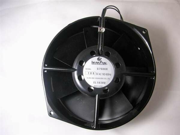 Ikura Fan - S7506X - 100VAC-  50/60Hz-  40 watts-  2 wires- all metal with 7 blades - 150mm x 55mm - 162mm bolt to bolt.