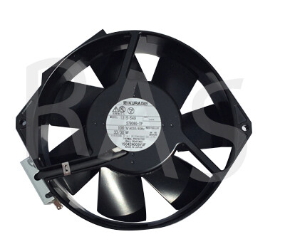 Ikura Fan - S7906G-TP - 100VAC-  50/60Hz-  30 watts-  2 Pin Terminals- thermally protected- all metal with 7 blades - 172mm x 38mm - 162mm bolt to bolt.