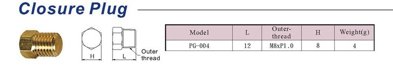 PG-004 Closure Plug M8 x P1.0 PG-004 Closure Plug M8 x P1.0