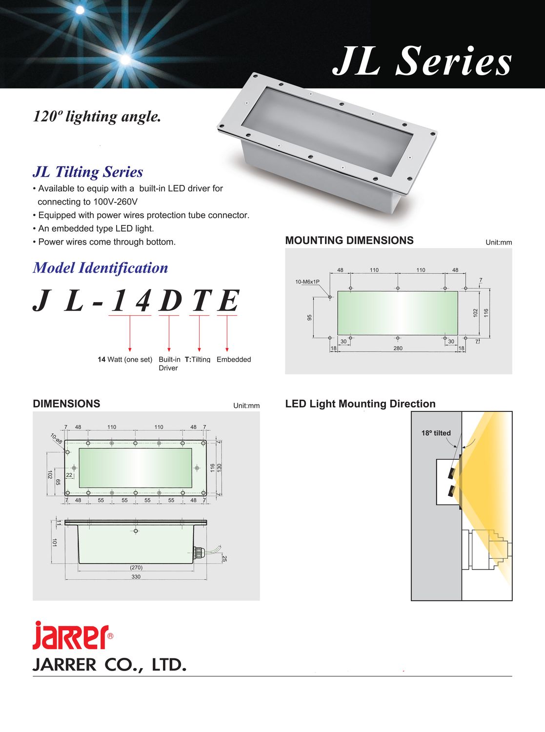 Jarrer Insert LED Light - JL-14DTE-AC100-240V
