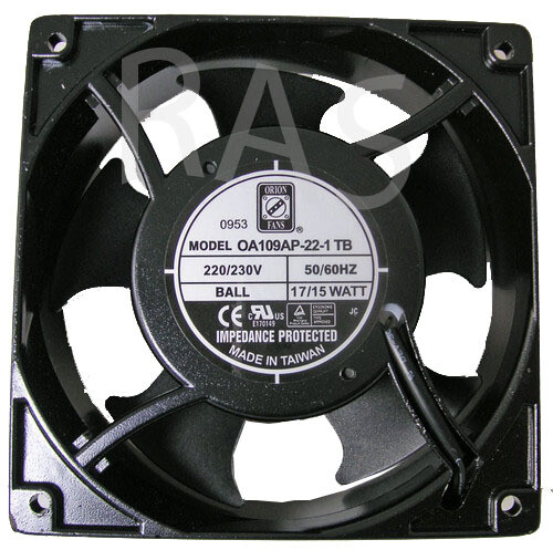 Orion Fan Part # : OA109AP-22-1TB Voltage: 220 VAC Size : 120mm x 120mm x 38mm Orion Fan Part # : OA109AP-22-1TB Voltage: 220 VAC Size : 120mm x 120mm x 38mm