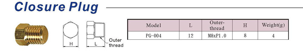 PG-004 Closure Plug M8 x P1.0