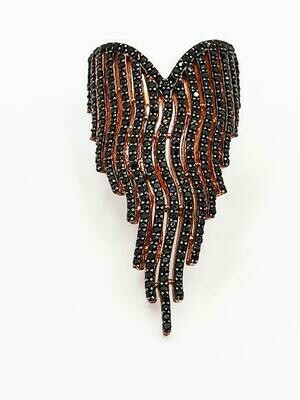 Silver 925 black stone big rose ring