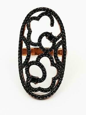 Silver 925 black stone big rose ring