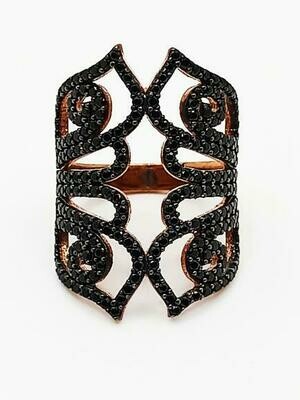 Silver 925 black stone big rose ring