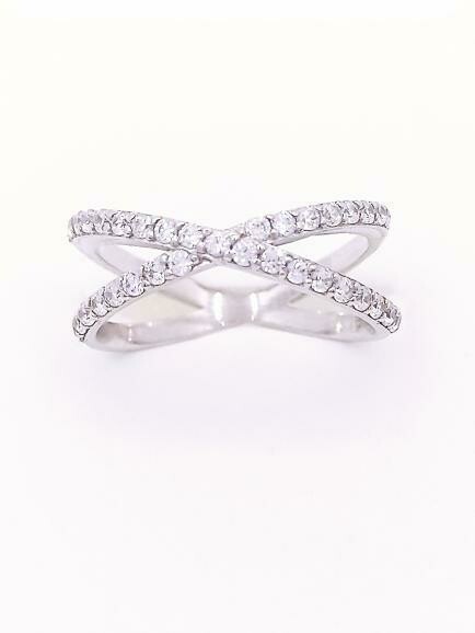 Silver 925 X design white or rose ring