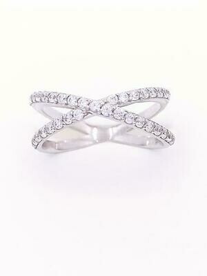 Silver 925 X design white or rose ring
