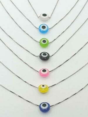 Silver 925 evil eye multicolor 40cm necklace