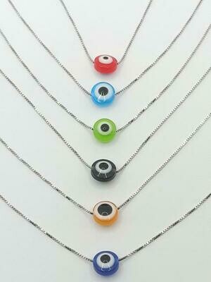 Silver 925 evil eye multicolor 45cm necklace