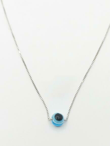 Silver 925 evil eye multicolor 45cm necklace, STONE COLOR: BLUE 1