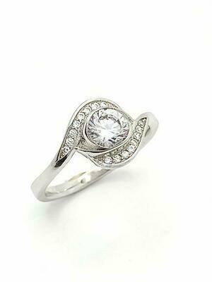 Silver 925 modern white stone ring