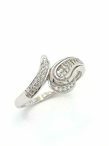 Silver 925 snake design white stone ring