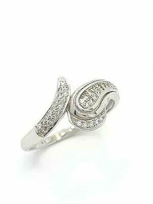 Silver 925 snake design white stone ring