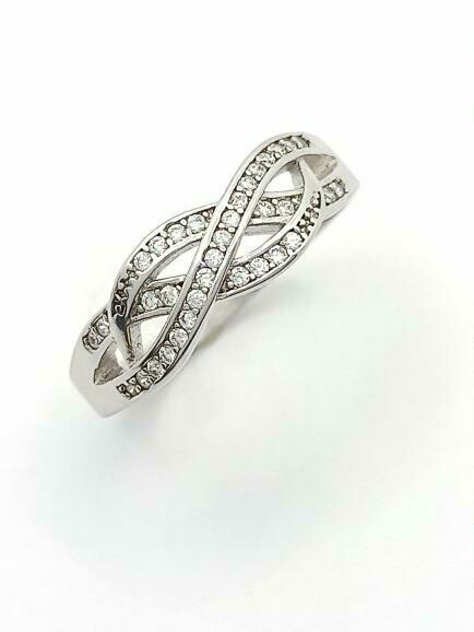 Silver 925 modern white stone ring