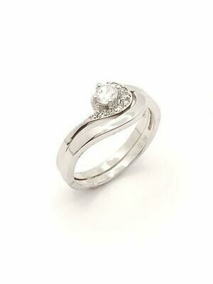 Silver 925 modern double white stone ring