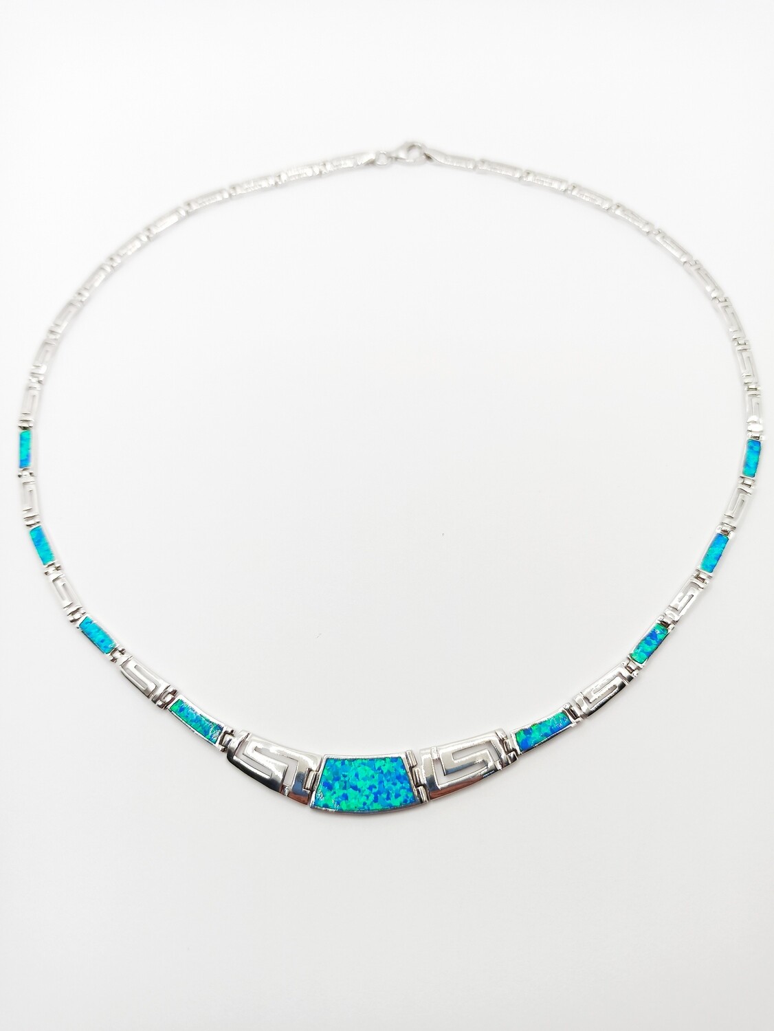 925 Opal stone Meandros Greek necklace