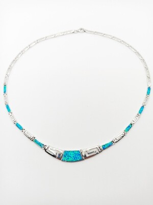 925 Opal stone Meandros Greek necklace