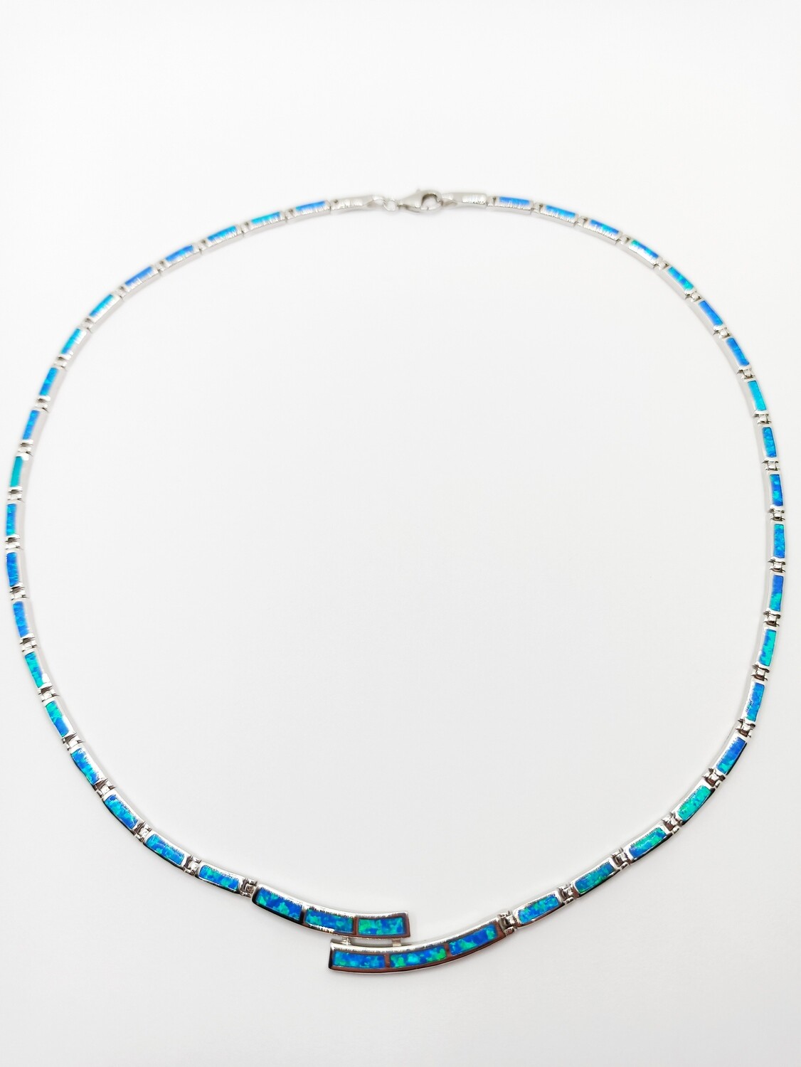 925 Opal blue fire  all around necklace