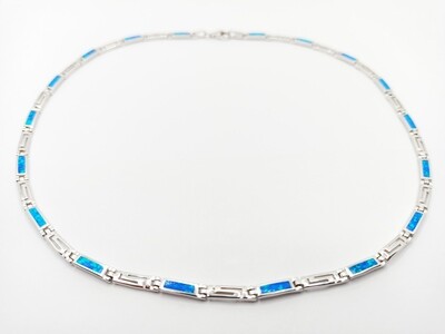 925 Opal blue fire   Meandros Greek necklace