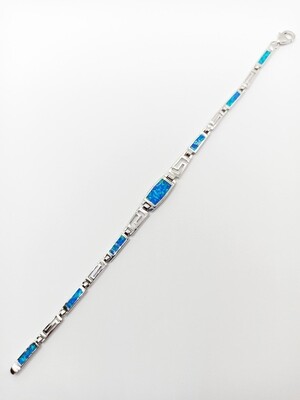 Silver 925 Opal blue or white Meandros bracelet