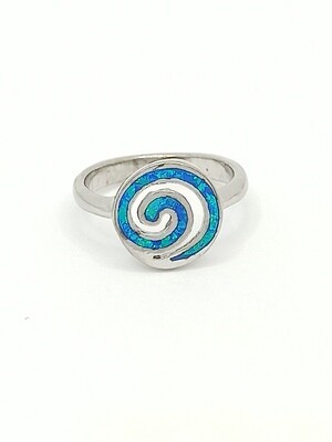 Silver 925  Opal blue spiral Meandros ring