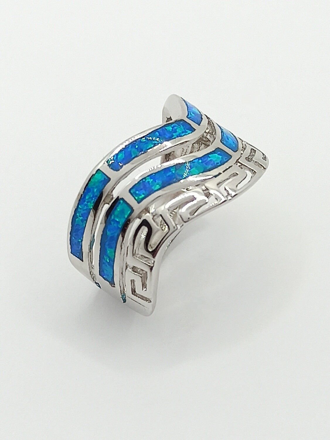 Silver 925 Opal blue wide Greek ring