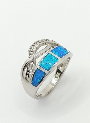 Silver 925 Opal blue wide Greek ring