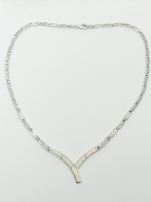925 Opal white Meandros Greek necklace