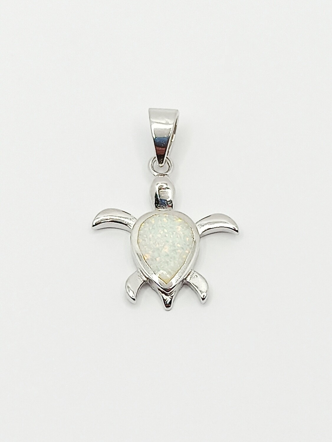Silver 925 Opal blue or white turtle pendant