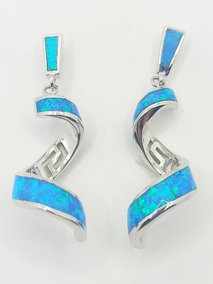 Silver 925 Opal blue twist Meandros stud earrings