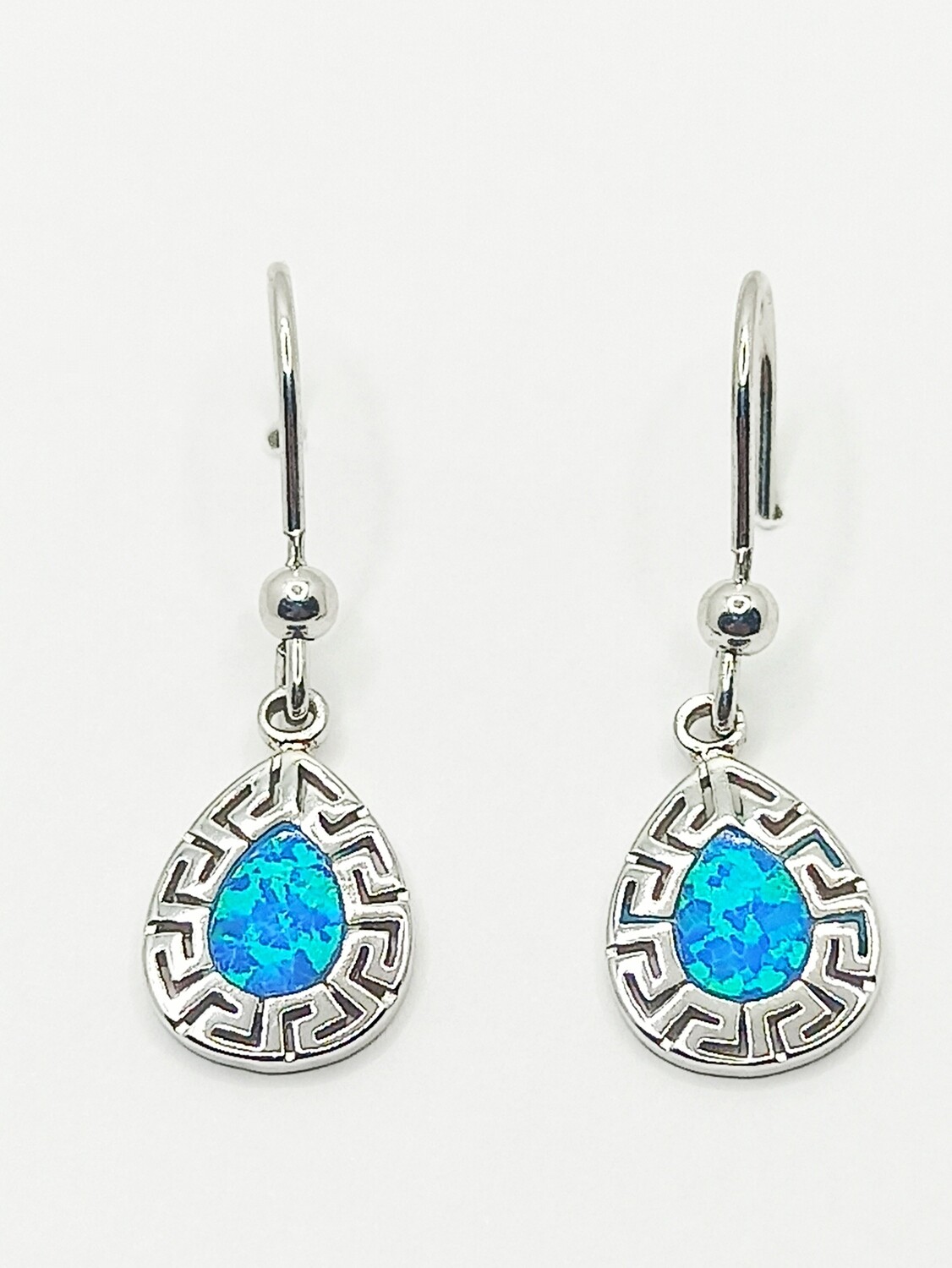 Silver 925 blue or white Meandros hook earrings