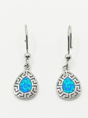 Silver 925 blue or white Meandros hook earrings