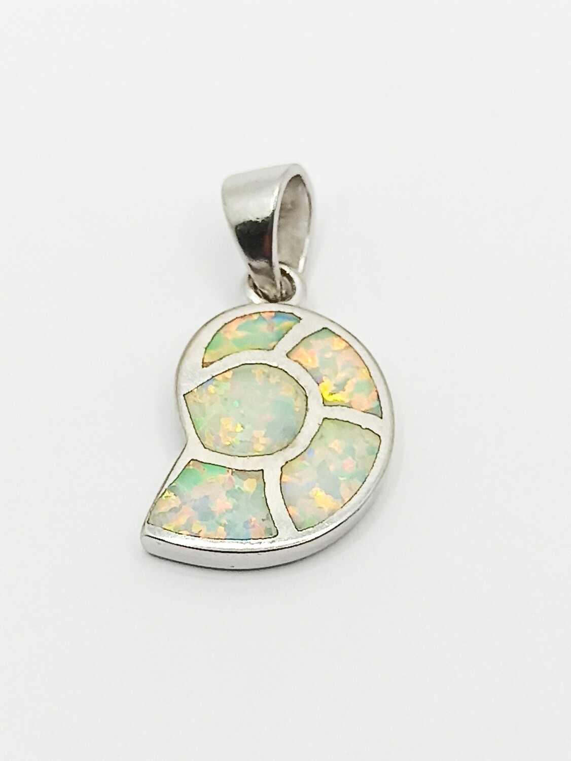 Silver 925 Opal white seashell pendant