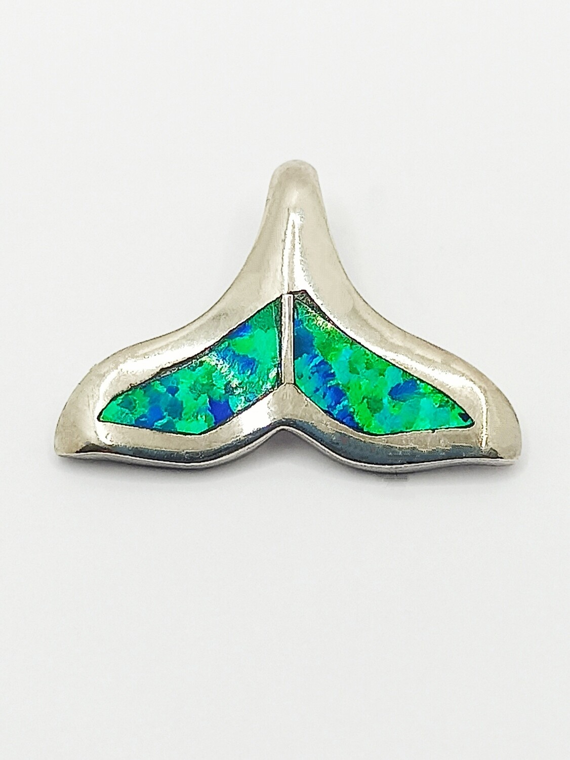 Silver 925  Opal blue fire fish tail pendant