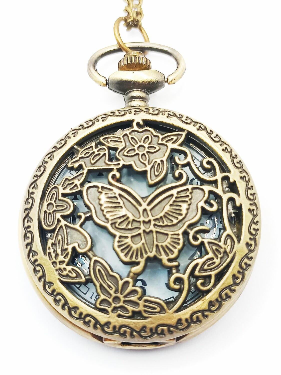 Butterfly bronze pocket watch