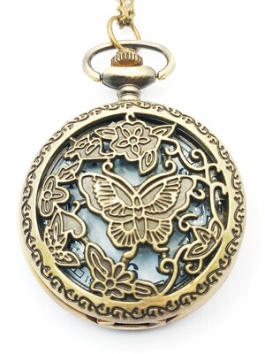 Butterfly bronze pocket watch