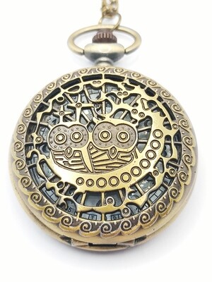 Owl birds bronze pocket watch