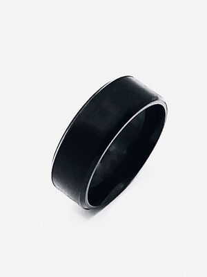 Stainless Steel wide black wedding ring