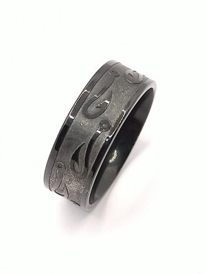 Stainless Steel black silver fish hook ring