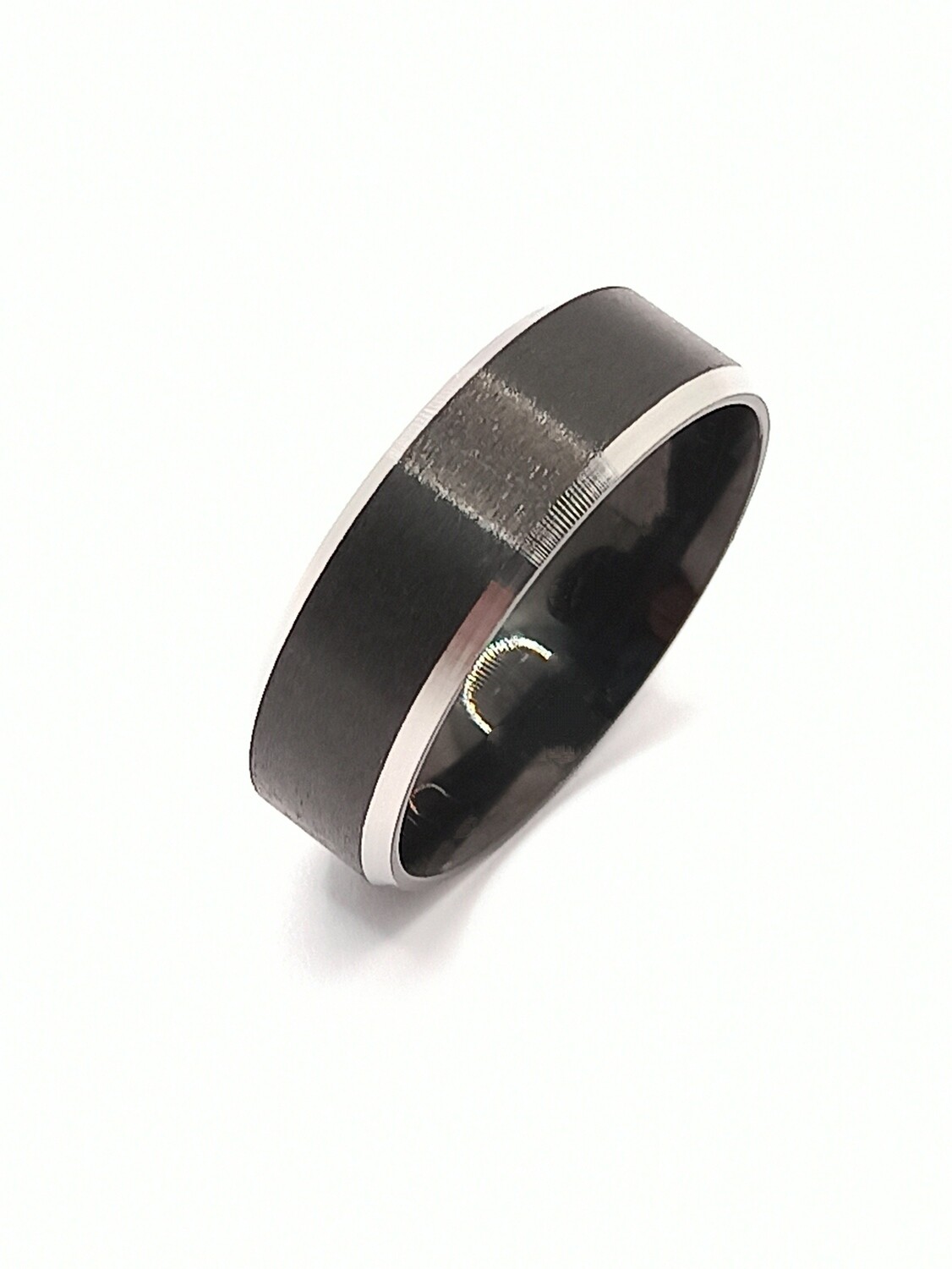 Stainless Steel black-silver wide ring