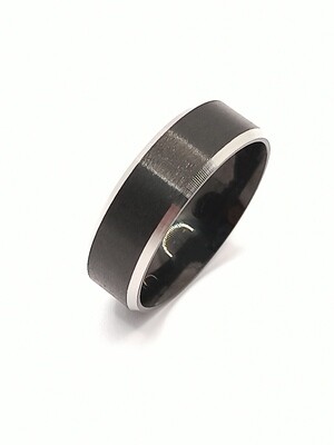 Stainless Steel black-silver wide ring