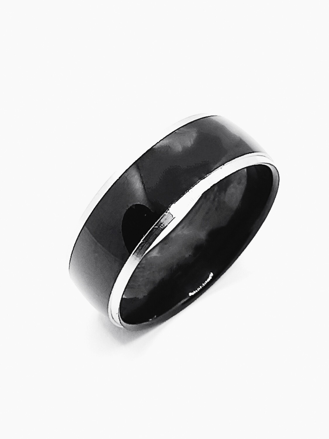 Stainless Steel black-silver wide ring