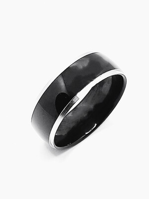 Stainless Steel black-silver wide ring