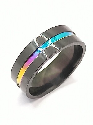 Stainless Steel black wide ring  c