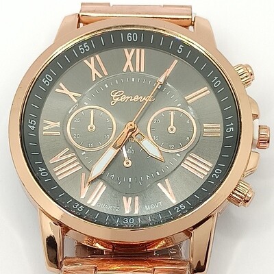 Geneva wristwatch rose gold stainless steel bracelet